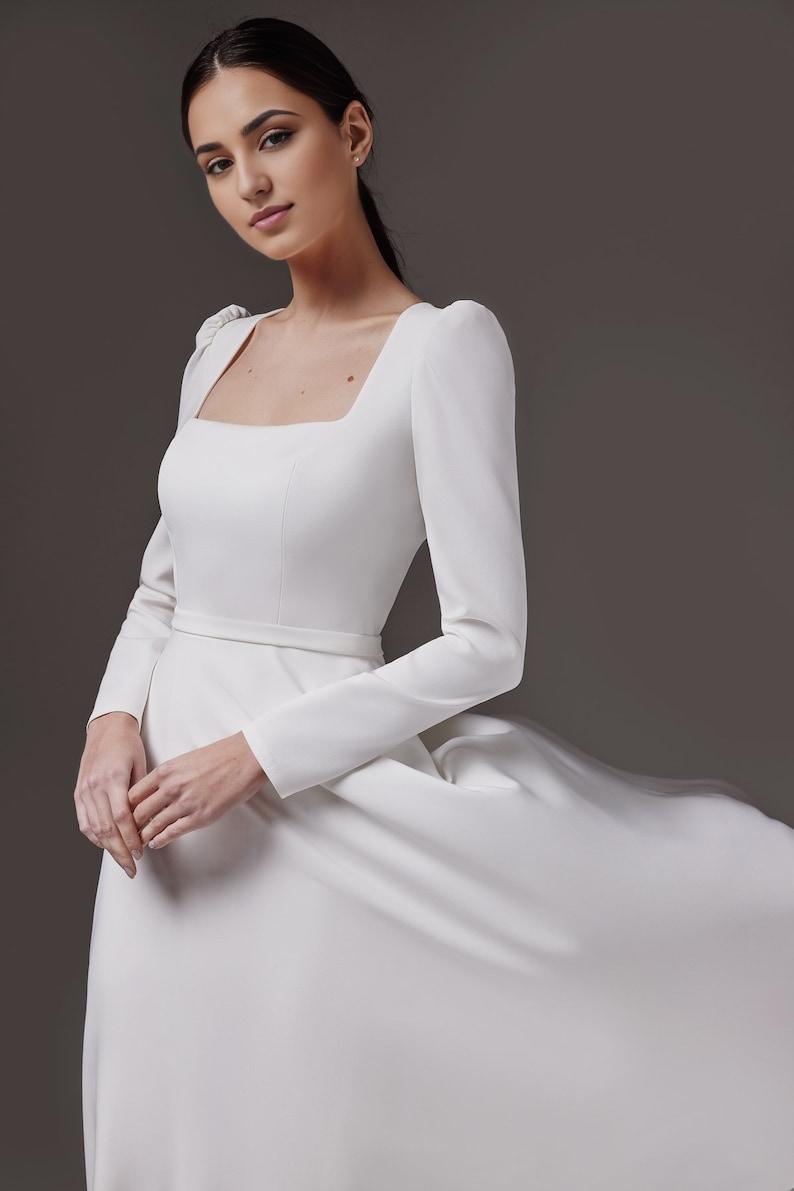 Modest wedding dress Courthouse wedding dress Long sleeve dress Simple wedding dress