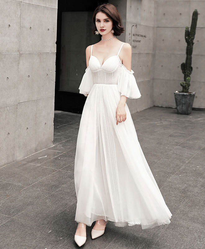 Tulle Long Prom Dress White Evening Dress