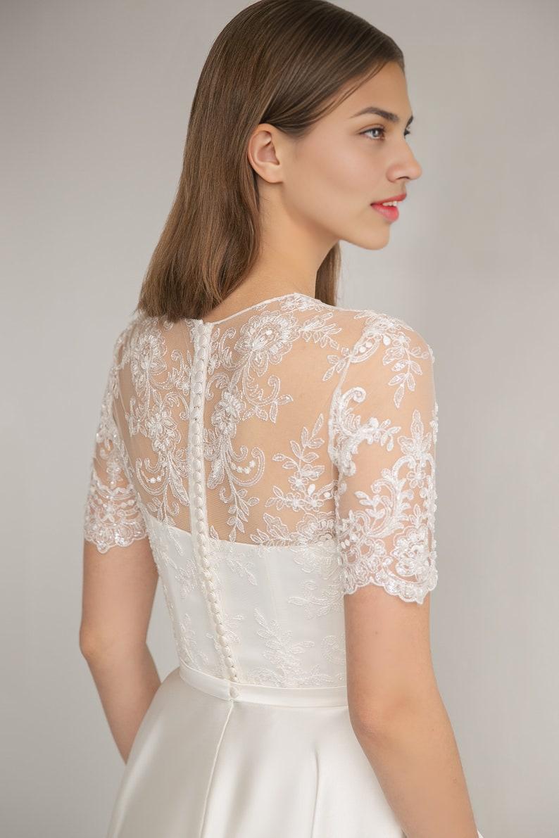 Modest Wedding Dress Satin Wedding Dress A-line Silhouette