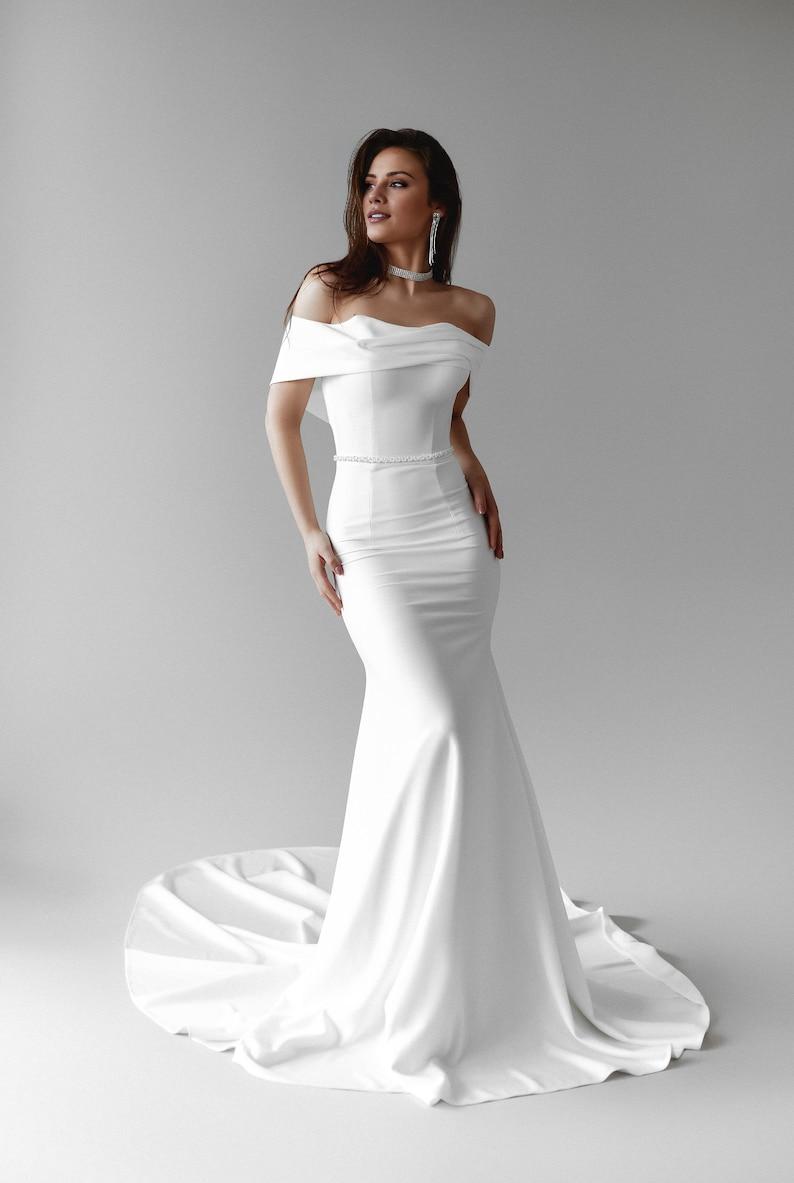 Stunning Trailing Strapless White Wedding Dress