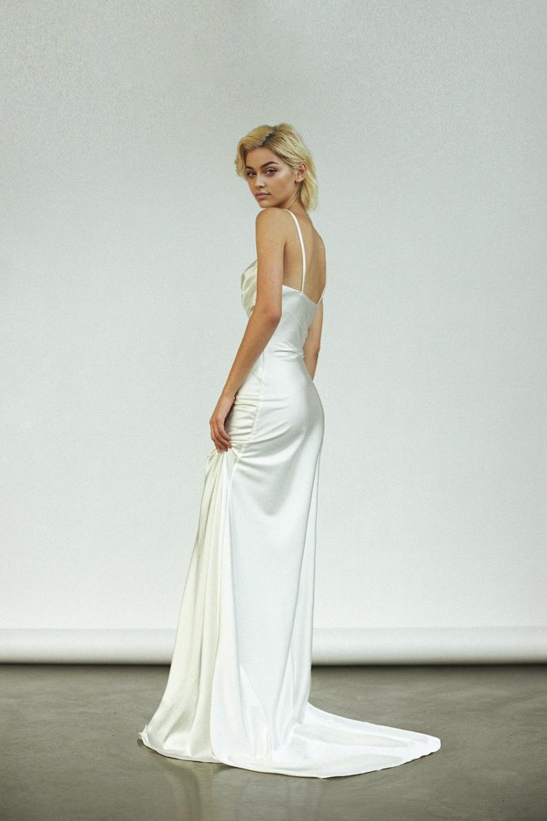 Slip wedding dress Bias cut satin wedding dress neckline wedding dress Beach wedding dress Summer bridal gown Satin slip gown