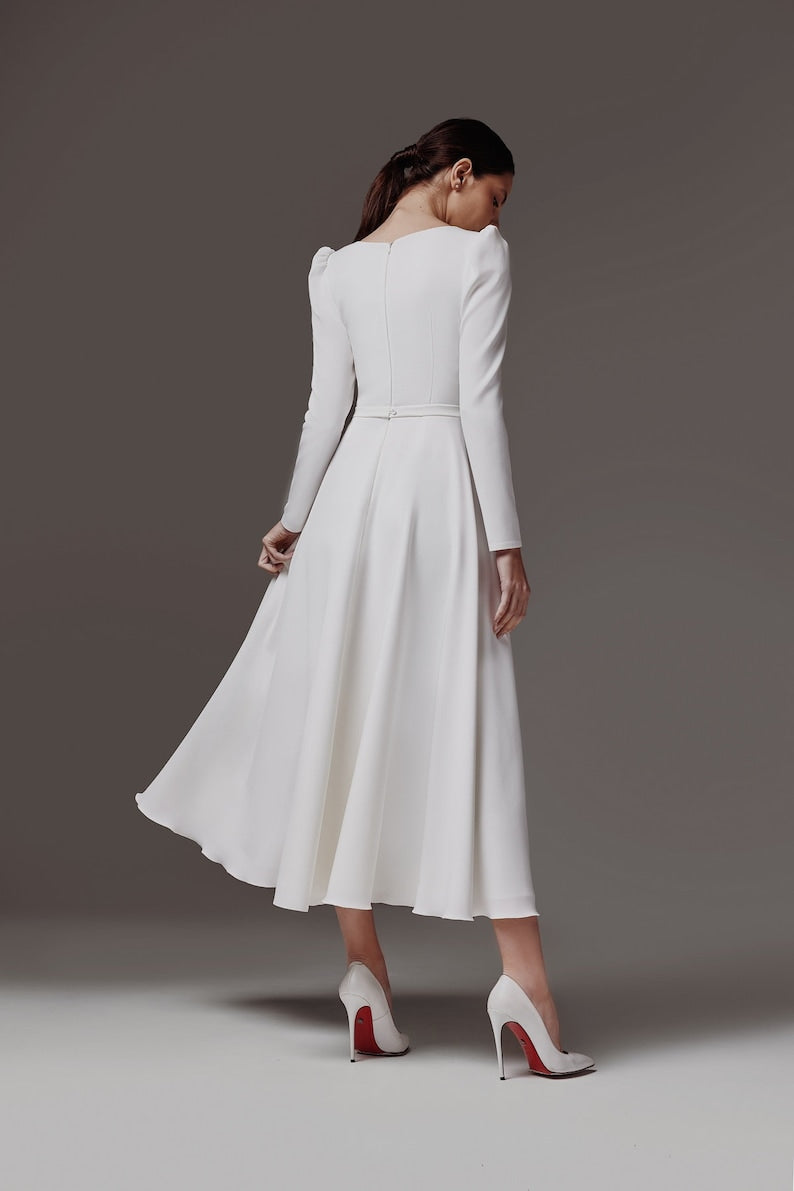 Modest wedding dress Courthouse wedding dress Long sleeve dress Simple wedding dress