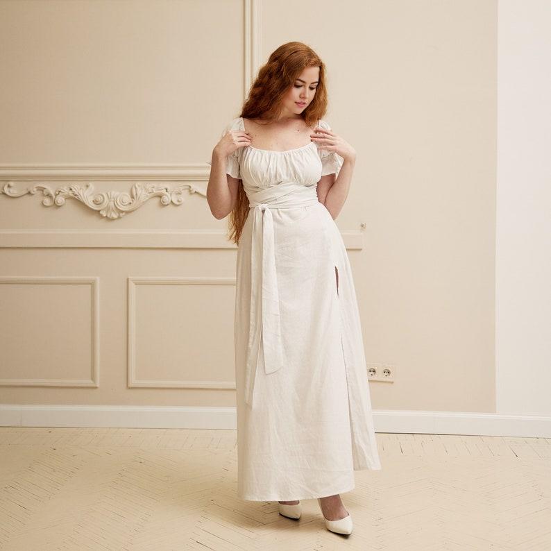 Linen white dress  Modest wedding dress romantic Simple wedding dress boho Alternative wedding dress