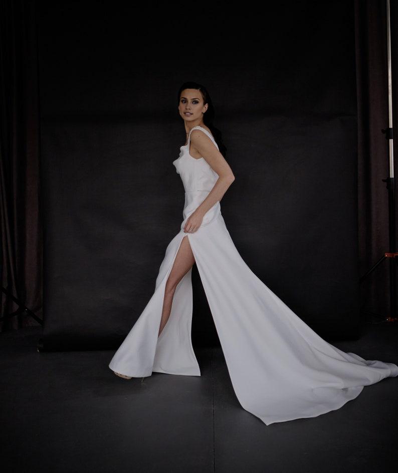 Wedding dress Embroidered corset dress Handmade bridal gown Open back dress with