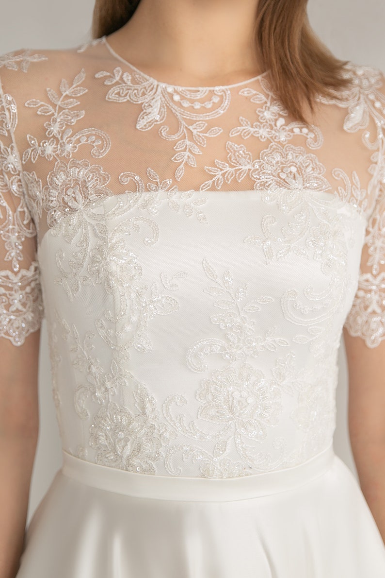 Modest Wedding Dress Satin Wedding Dress A-line Silhouette