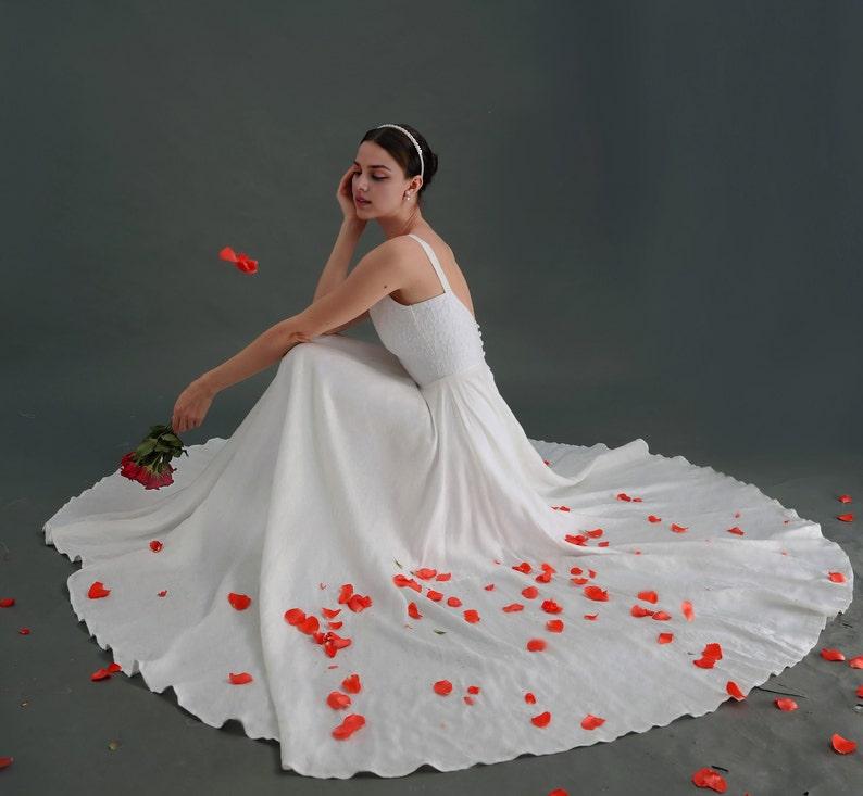 Wedding Dress and Lace Gown Modest Wedding Dress Simple Wedding dress Alternative wedding dress White Linen Dress