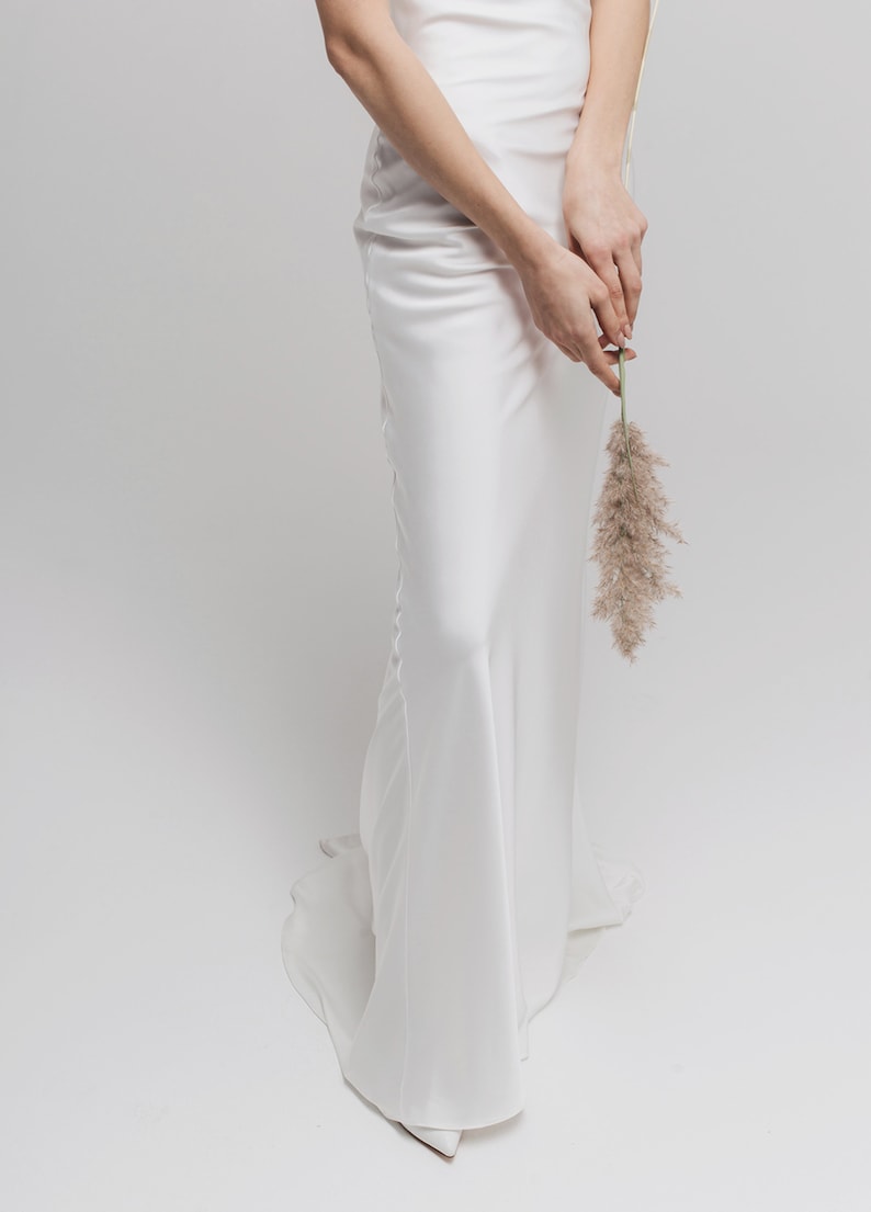 Simple Satin Cowl Neck Wedding Dress Modest Satin Wedding Dress Maxi Slip Dress Reception Wedding dress