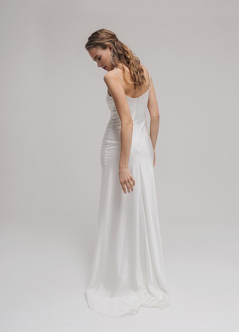 Simple Satin Cowl Neck Wedding Dress Modest Satin Wedding Dress Maxi Slip Dress Reception Wedding dress