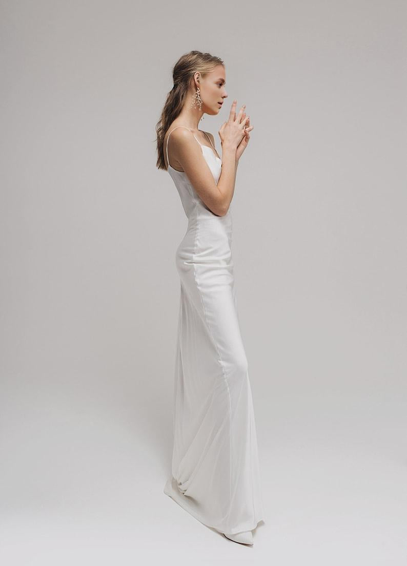 Simple Satin Cowl Neck Wedding Dress Modest Satin Wedding Dress Maxi Slip Dress Reception Wedding dress