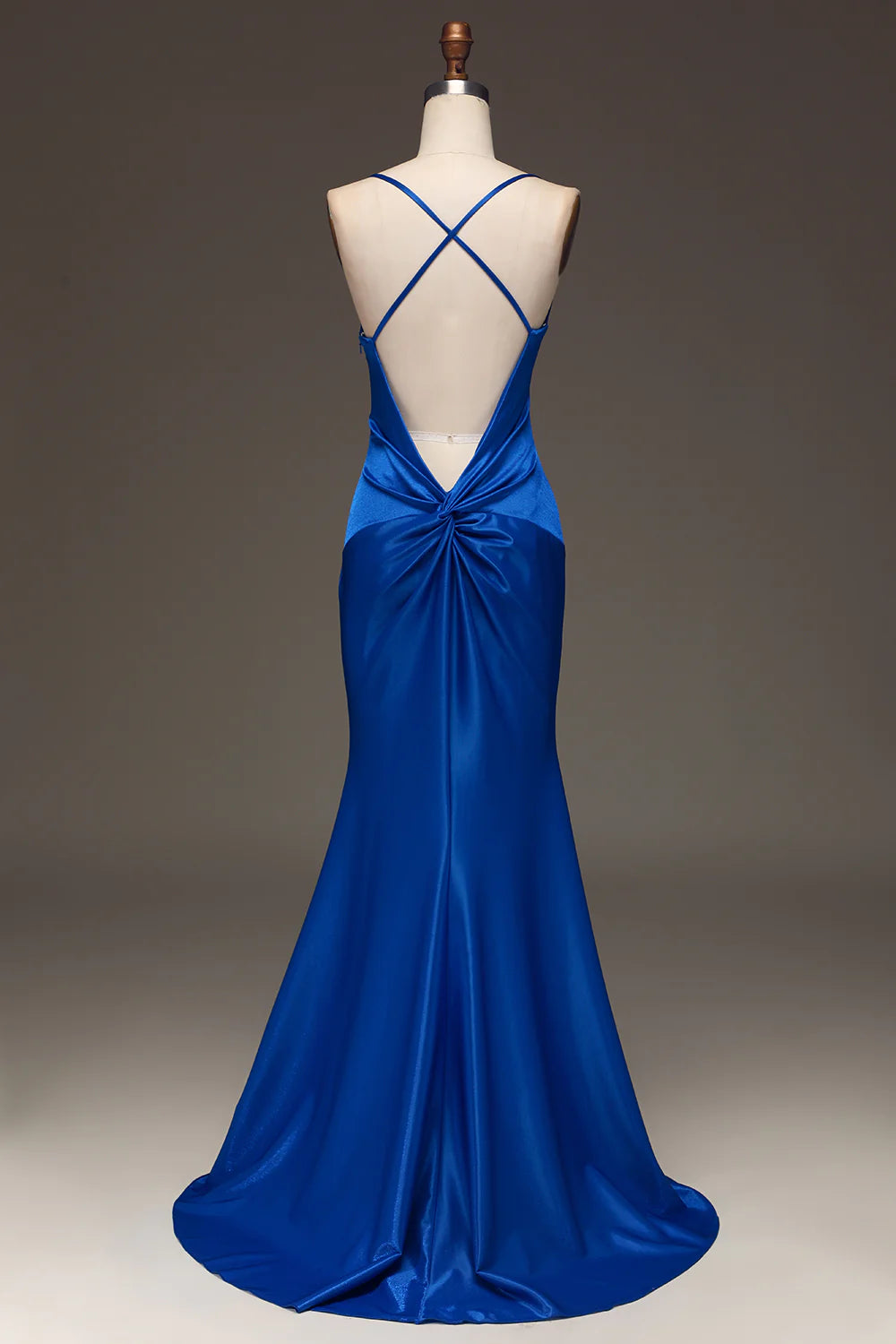 Simple Royal Blue Satin Mermaid Long Prom Dress