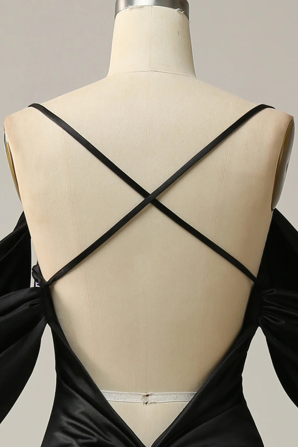 Mermaid Off the Shoulder Black Open Back Long Prom Dress