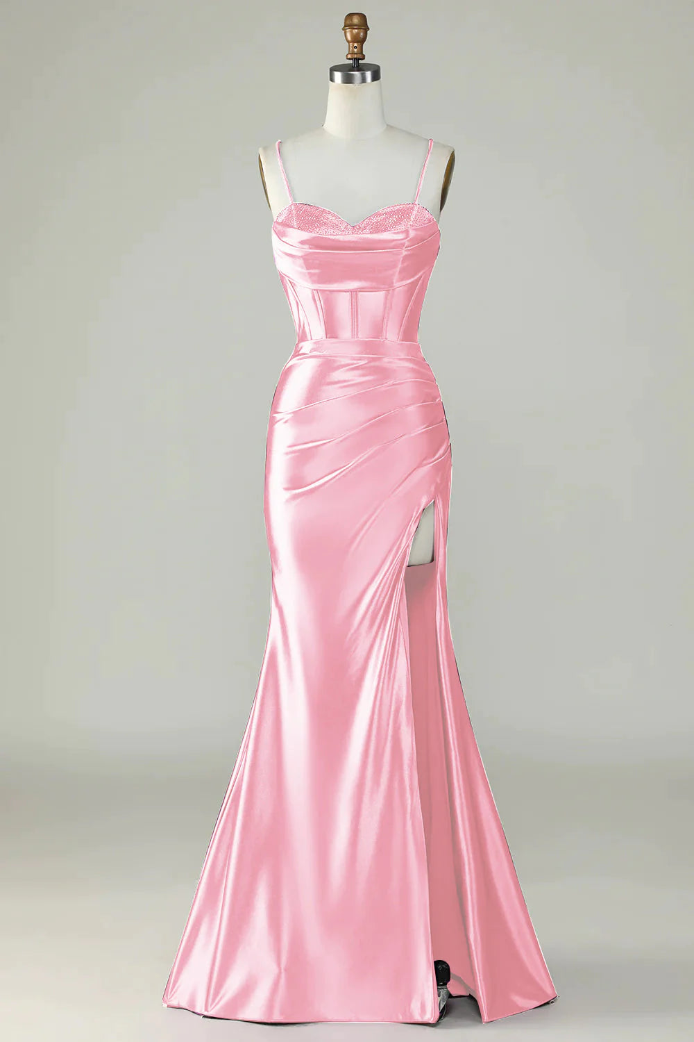 Royal Blue Mermaid Spaghetti Straps Long Prom Dress With Slit