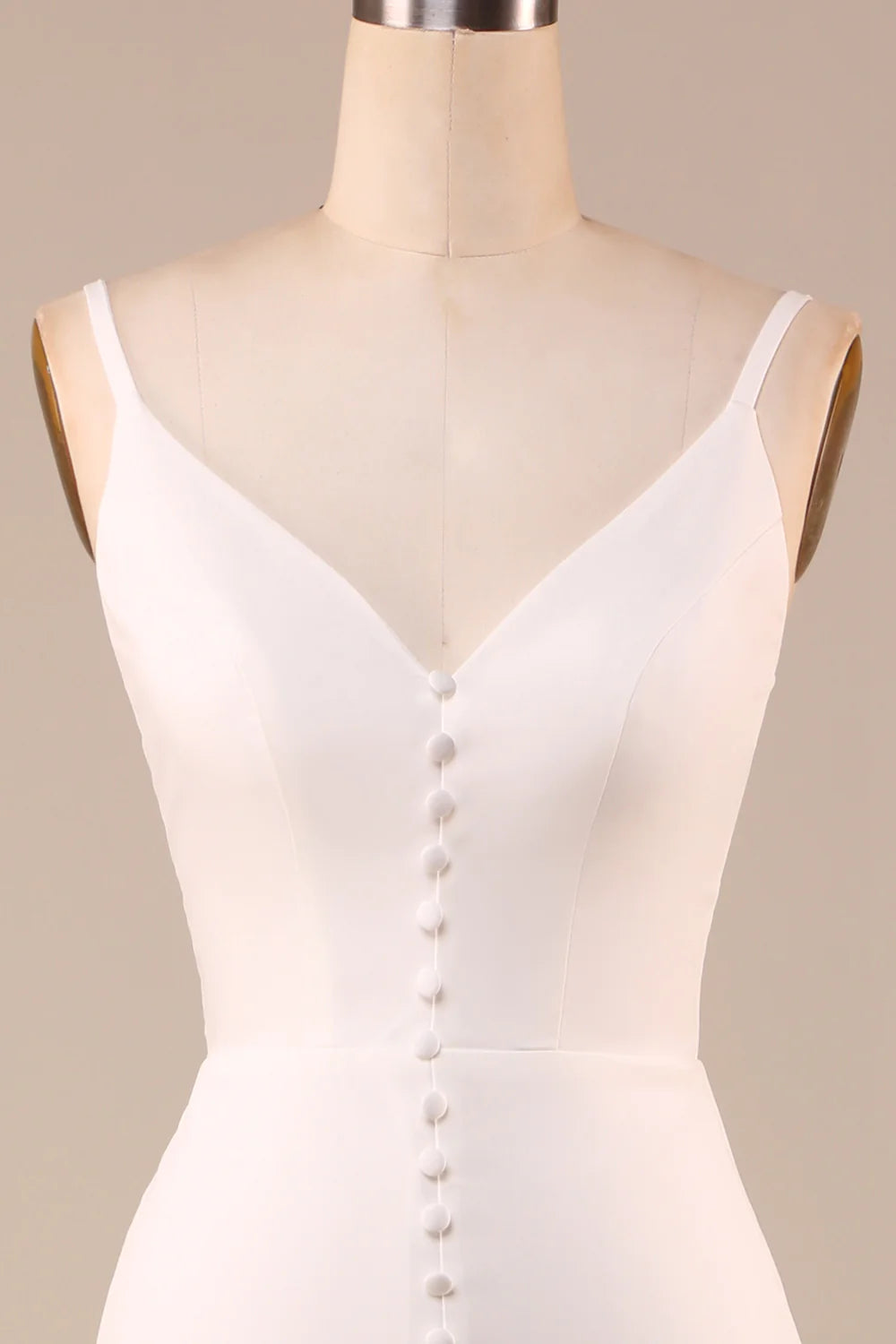 Simple Ivory Mermaid Backless Long Wedding Dress with Slit