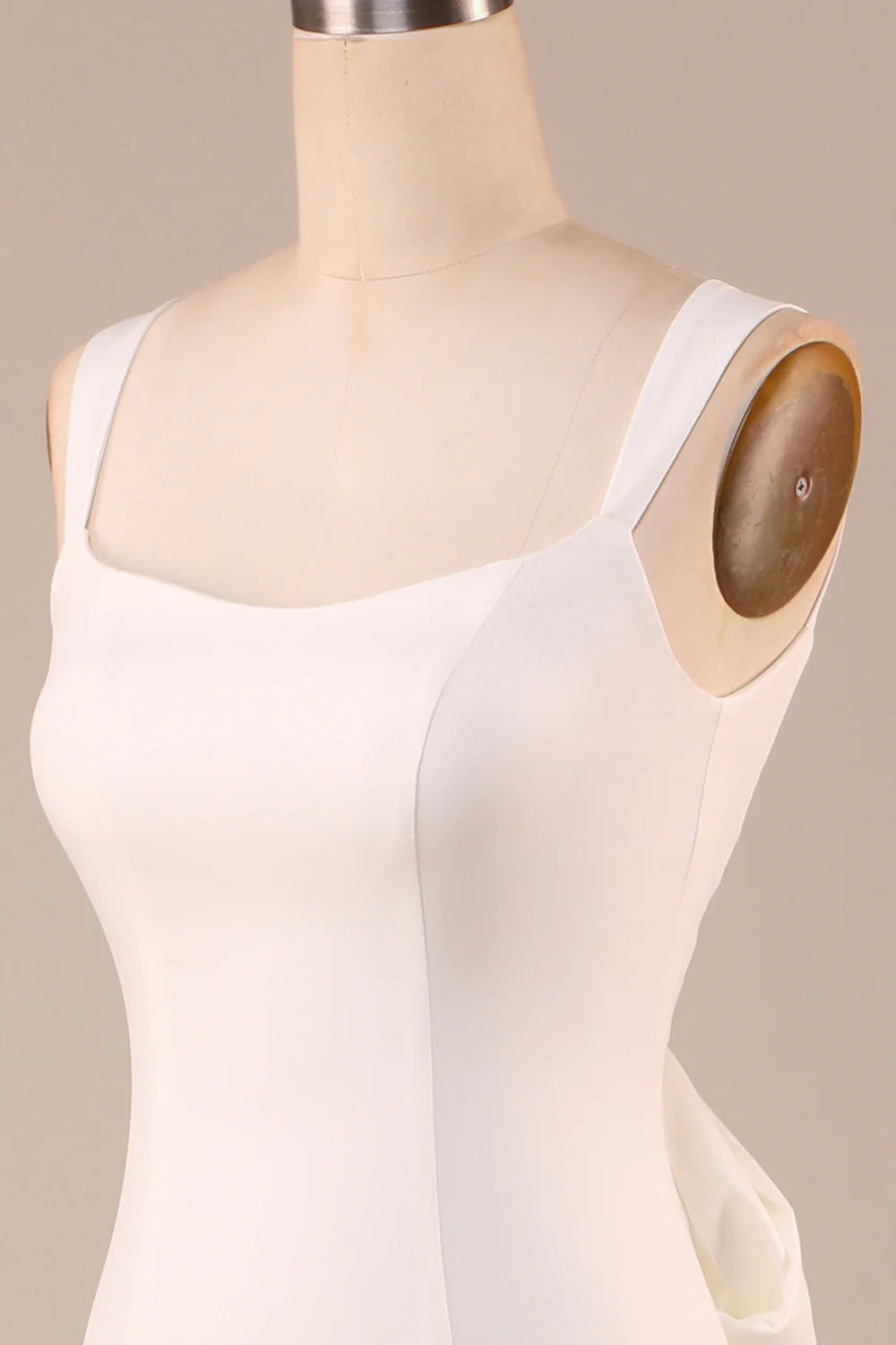 Simple Ivory Mermaid Wedding Dress with Back Bowknot