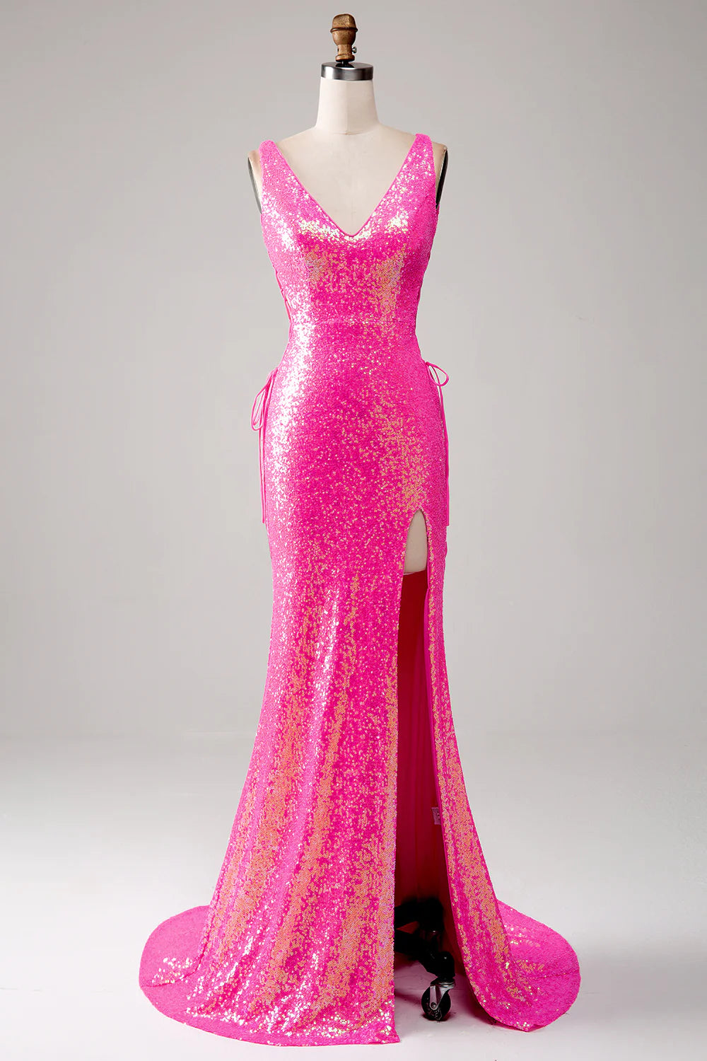 Sparkly Blush Mermaid Prom Dress with Slit