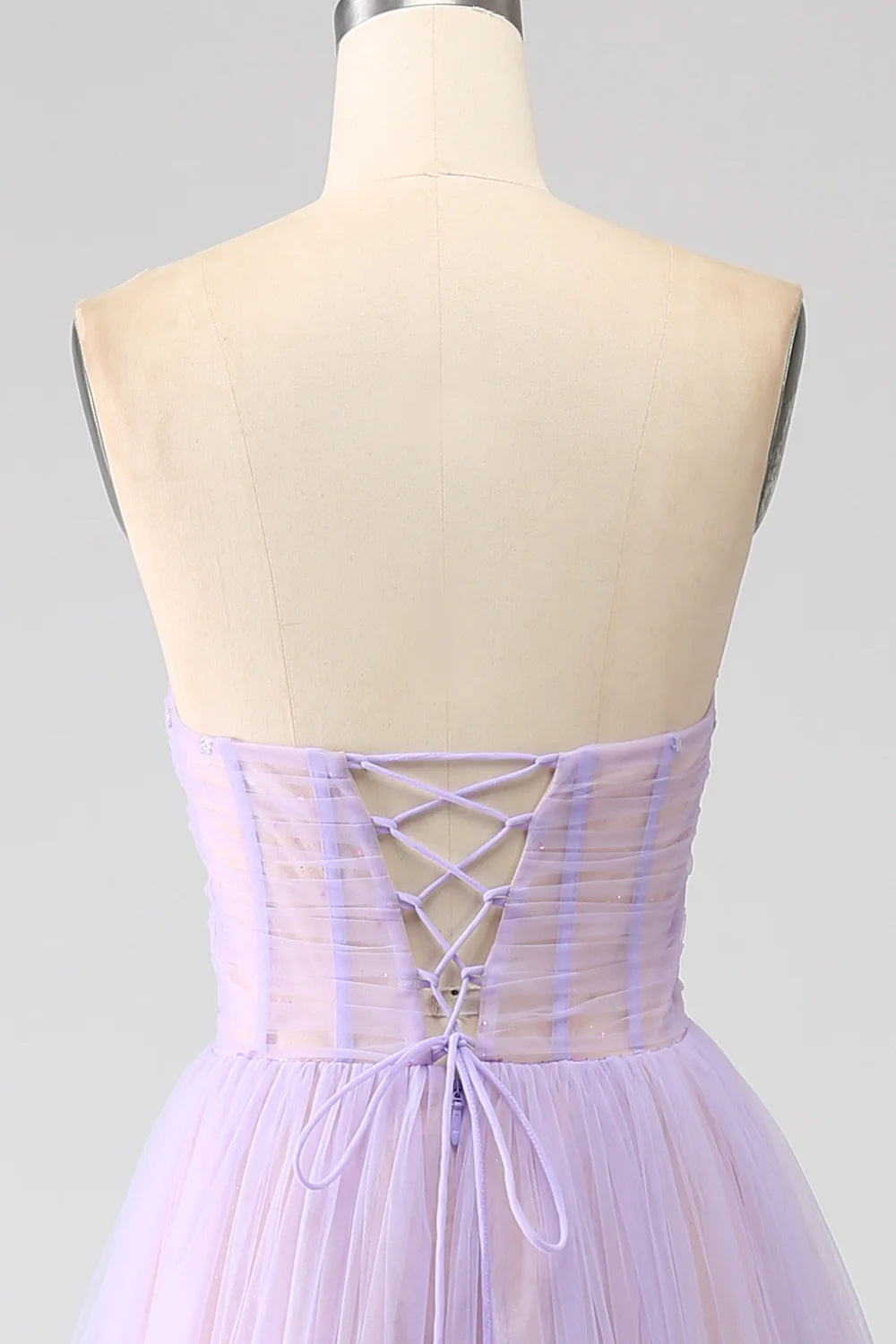 Lilac Princess Corset Floor Length Splicing Tulle Prom Dress