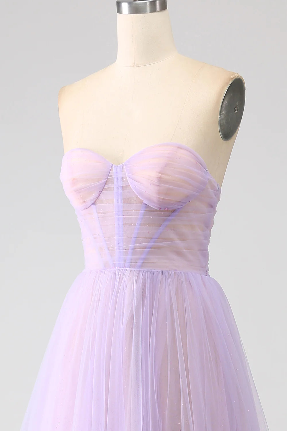 Lilac Princess Corset Floor Length Splicing Tulle Prom Dress