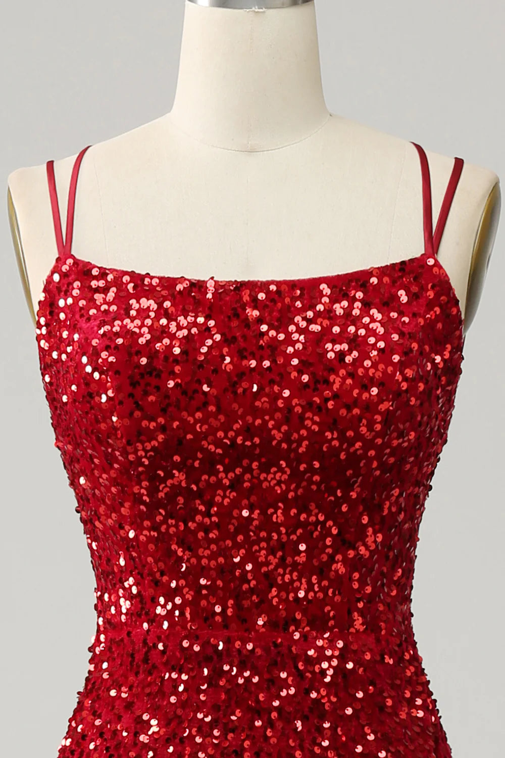 Red Sparkly Mermaid Backless Long Prom Dress with Fringes