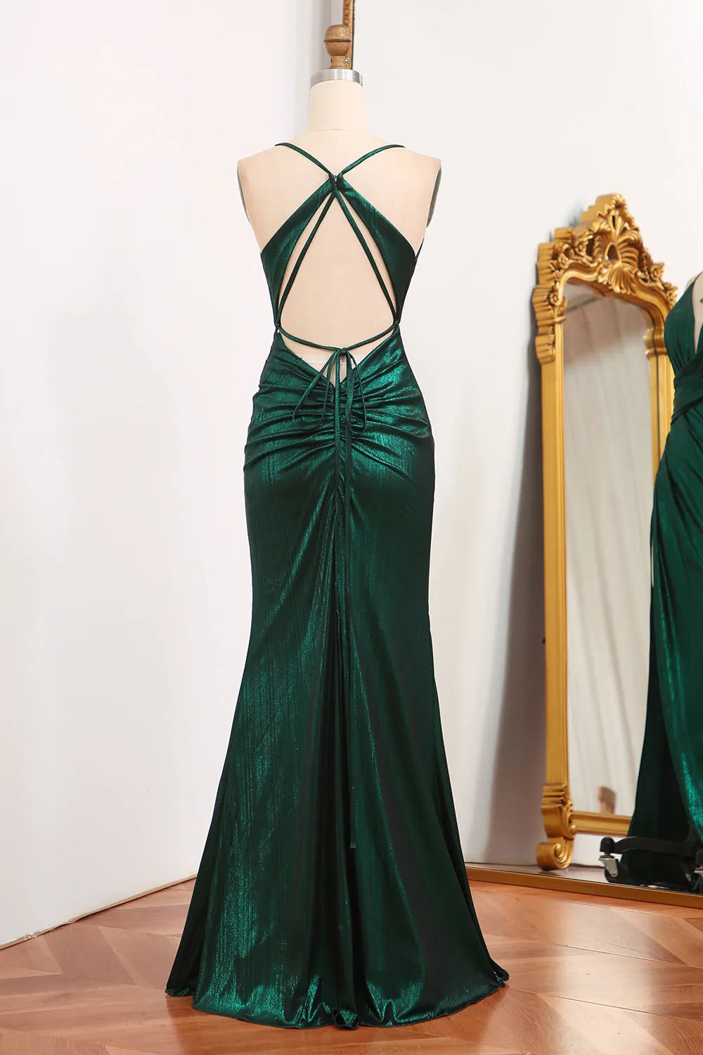 Mermaid Spaghetti Straps Keyhole Long Prom Dress With Slit