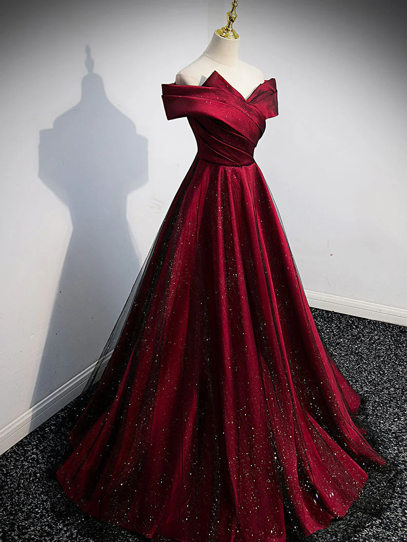 Burgundy Satin Long Prom Dress Burgundy Evening Dresses