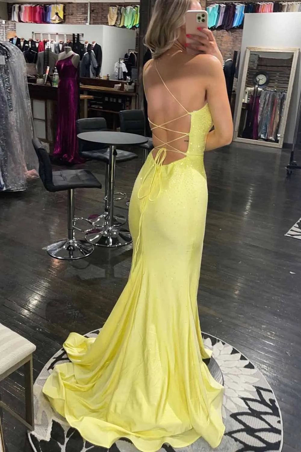 One Shoulder Sequins Mermaid Prom Dress with Slit