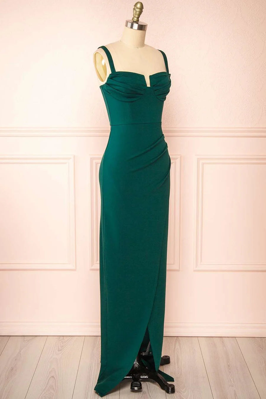 Corset Top Straps Maxi Dress with Slit