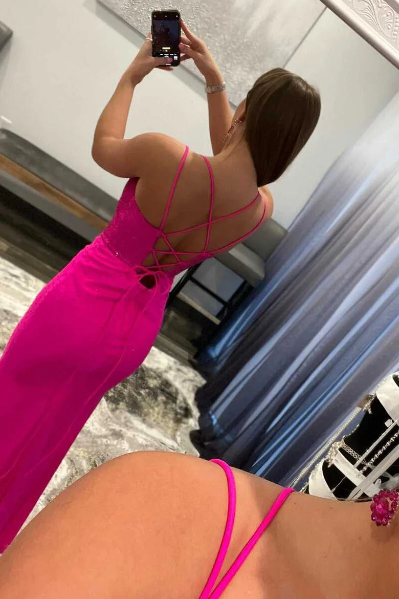 Beautiful Lace –Up Back Mermaid Long Prom Dress with Slit