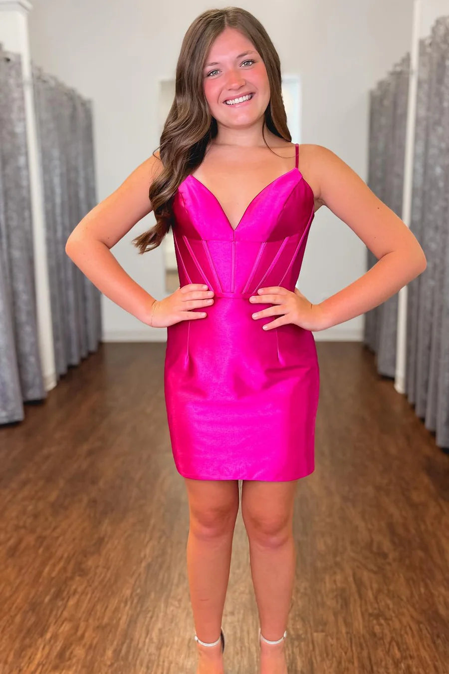 V-Neck Bodycon Homecoming Dress