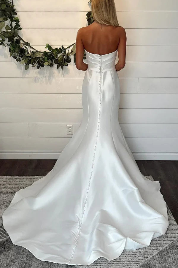 Mermaid Strapless Satin Wedding Dresses