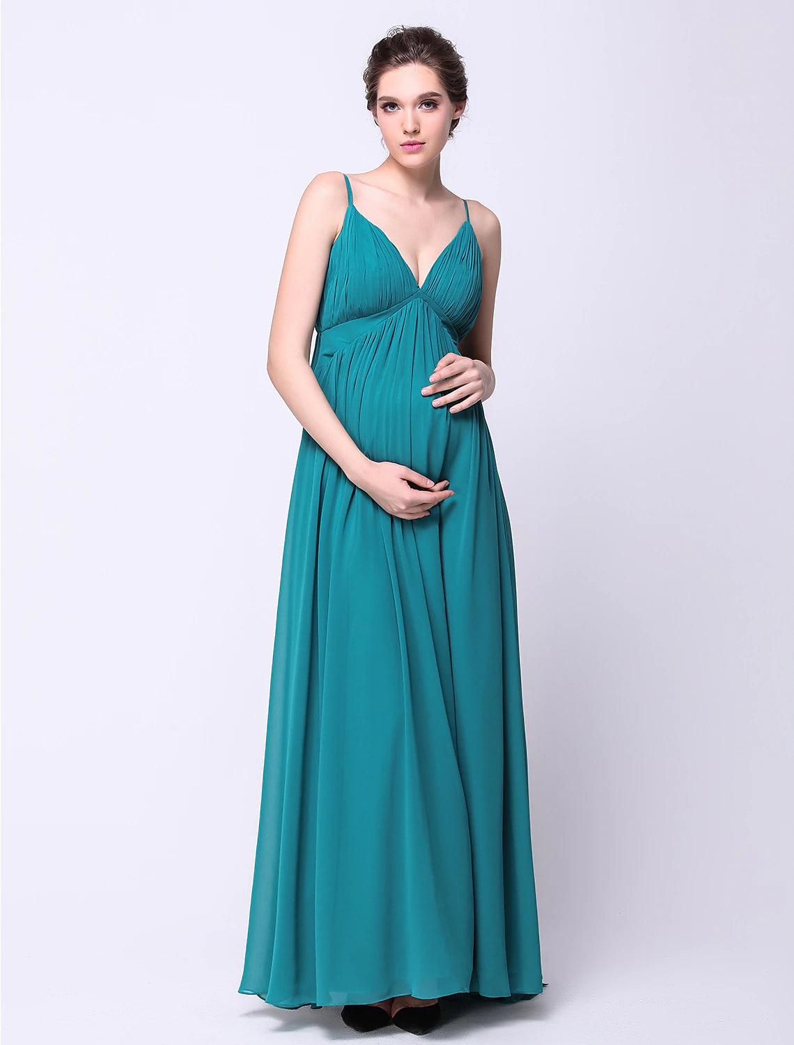 A-Line Open Back Formal Evening Dress Spaghetti Strap Sleeveless Sweep / Brush Train Chiffon with Draping