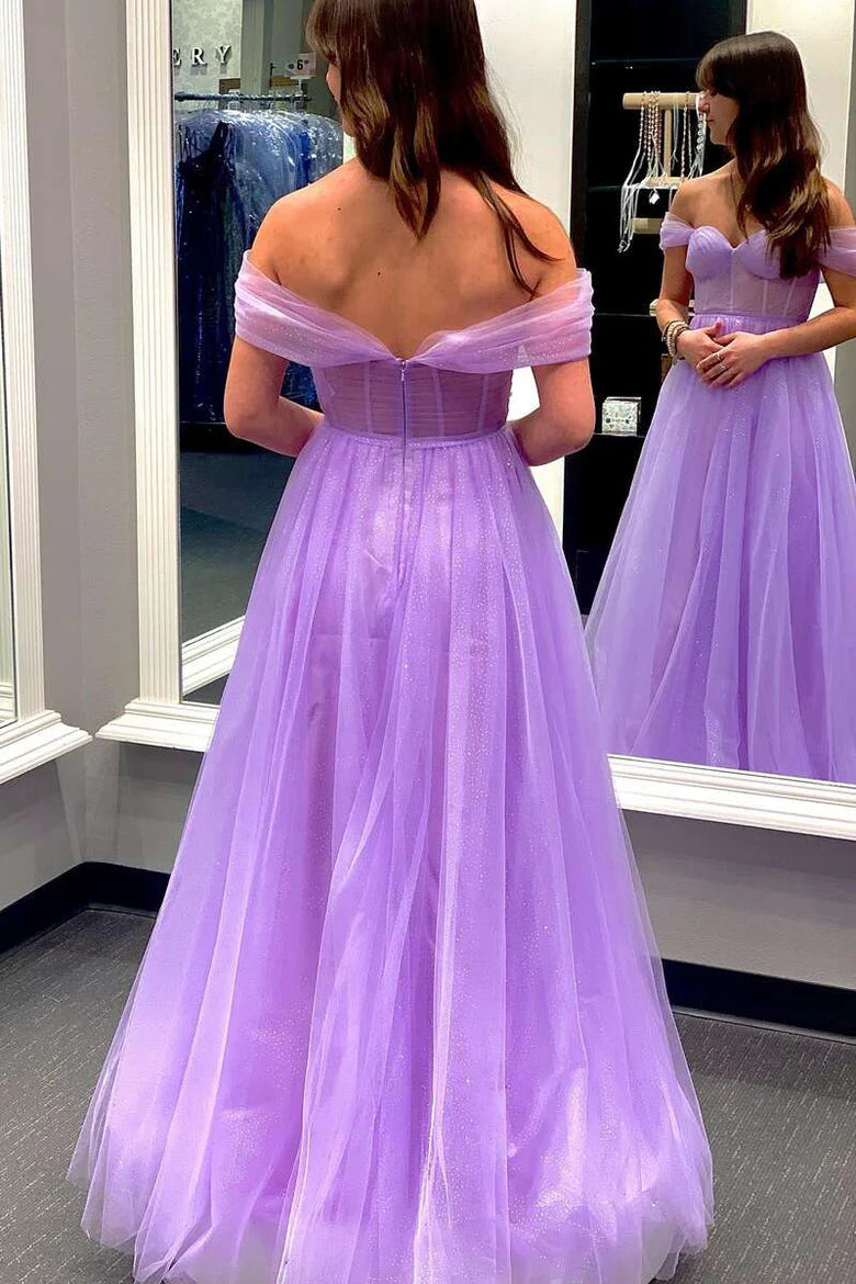 Off-the-Shoulder Bustier A-Line Prom Gown