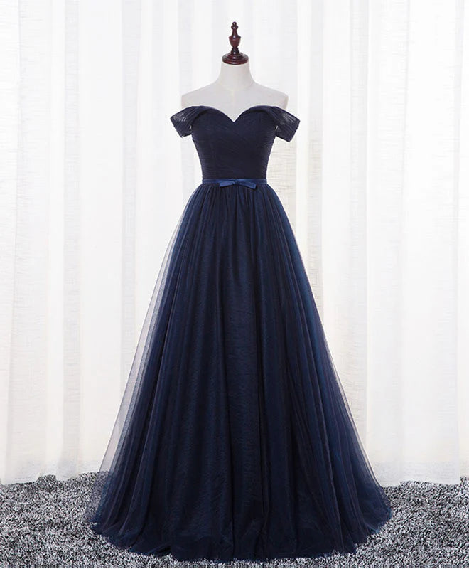 A Line Tulle Long Prom Dress Evening Dress