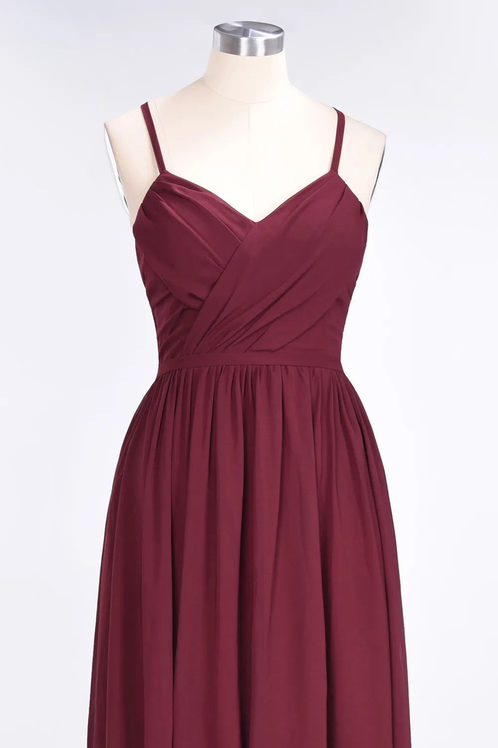 A-Line Spaghetti-Straps V-Neck Sleeveless Floor-Length Bridesmaid Dress with