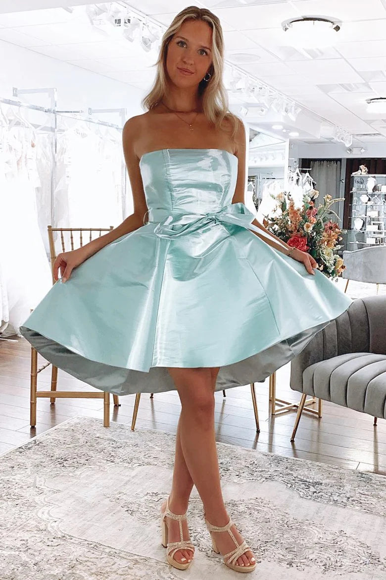 Mint Strapless A-Line Short Gown