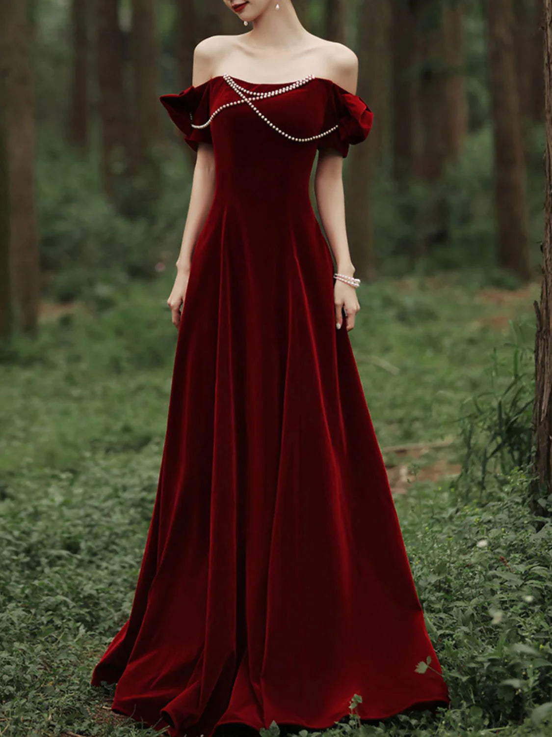 A Line Burgundy Long Prom Dress Burgundy Formal Evening Dresses
