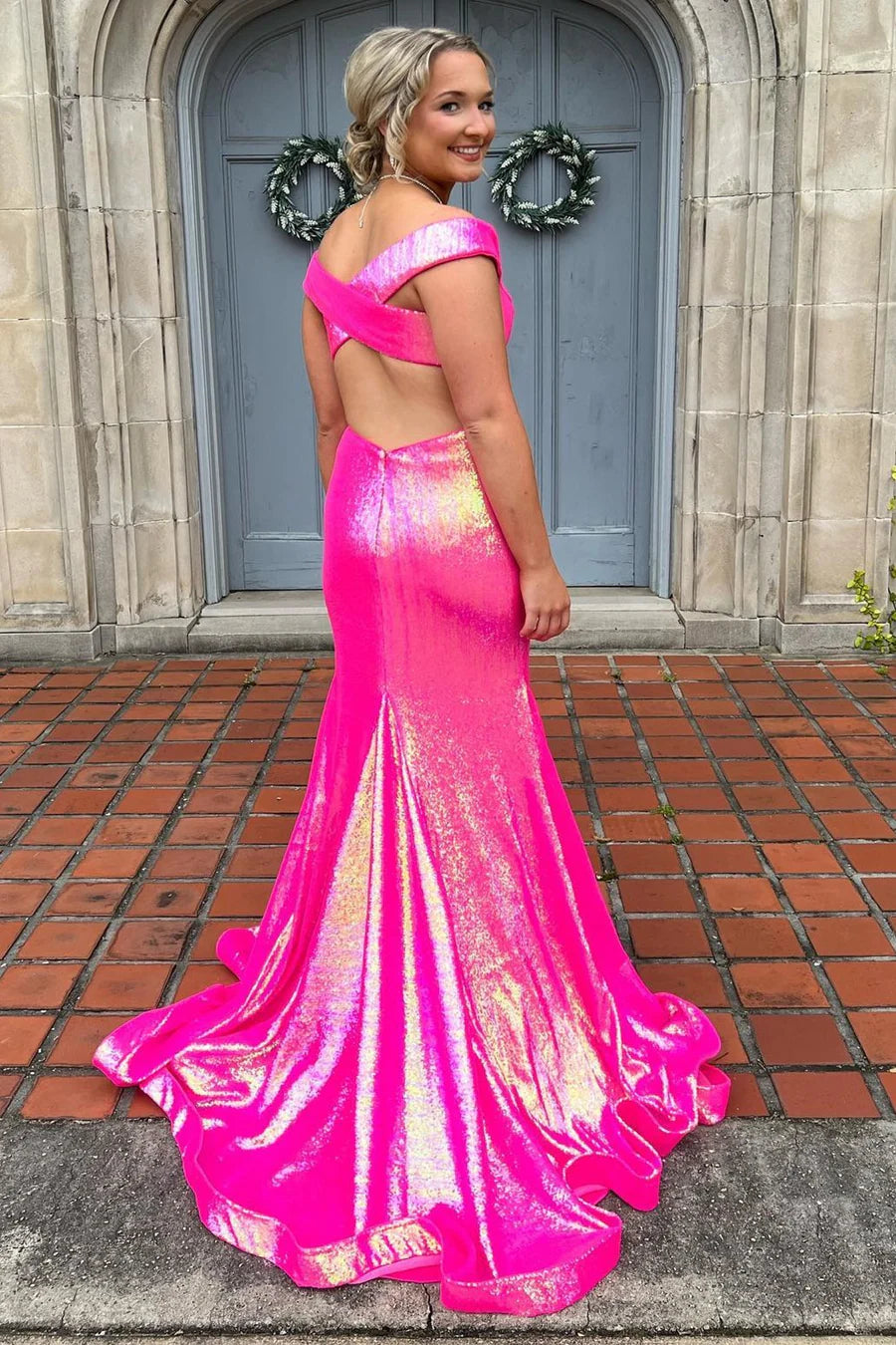 Off-the-Shoulder Backless Mermaid Long Prom Dress