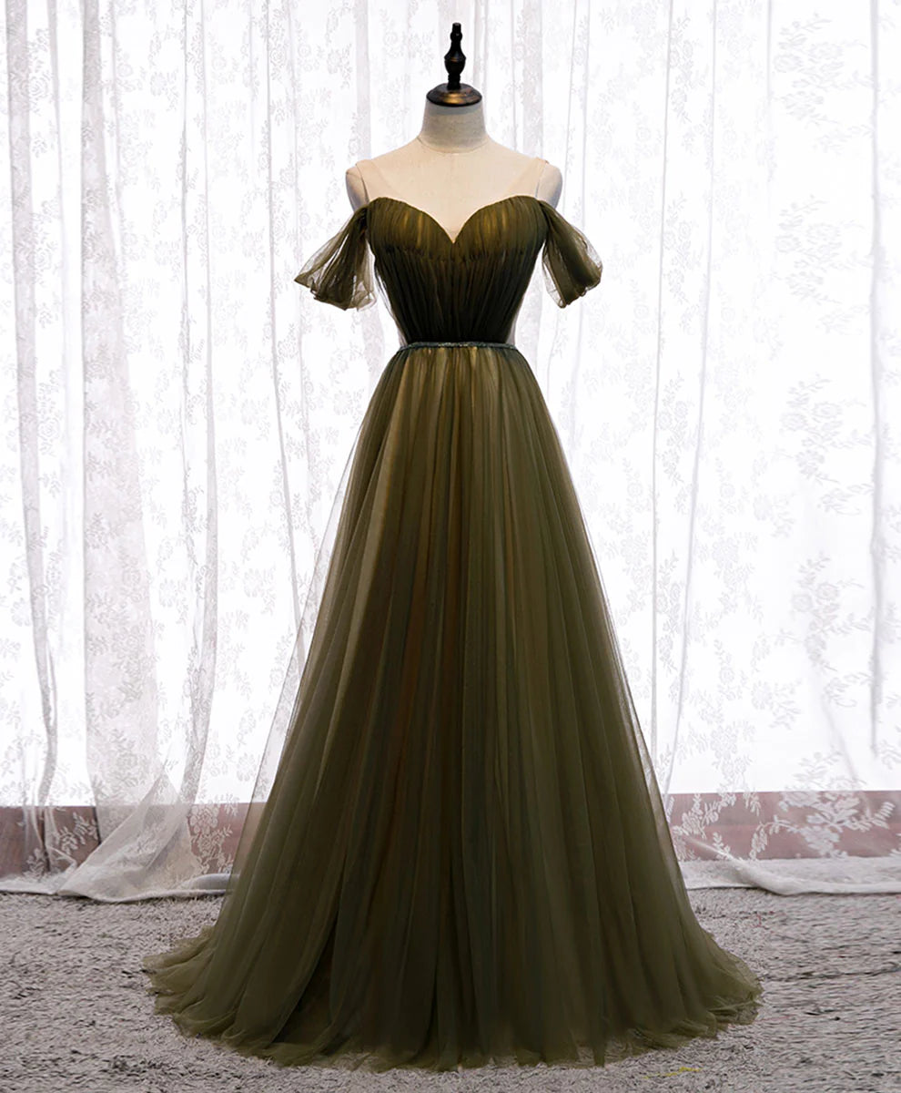 Sweetheart Tulle Off Shoulder Long Prom Dress Aline Tulle Formal Dress