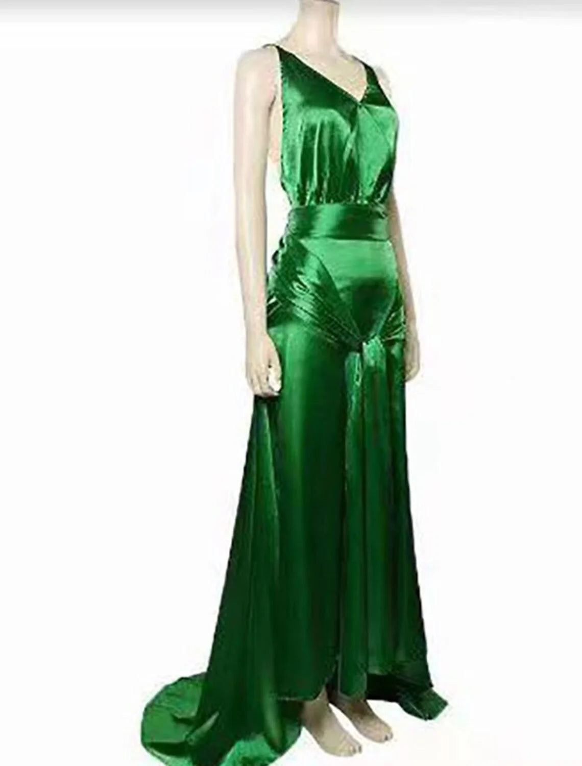 DingjiA-Line Party Dresses Vintage Dress Holiday Sweep / Brush Train Sleeveless V Neck Satin Backless with Ruched
