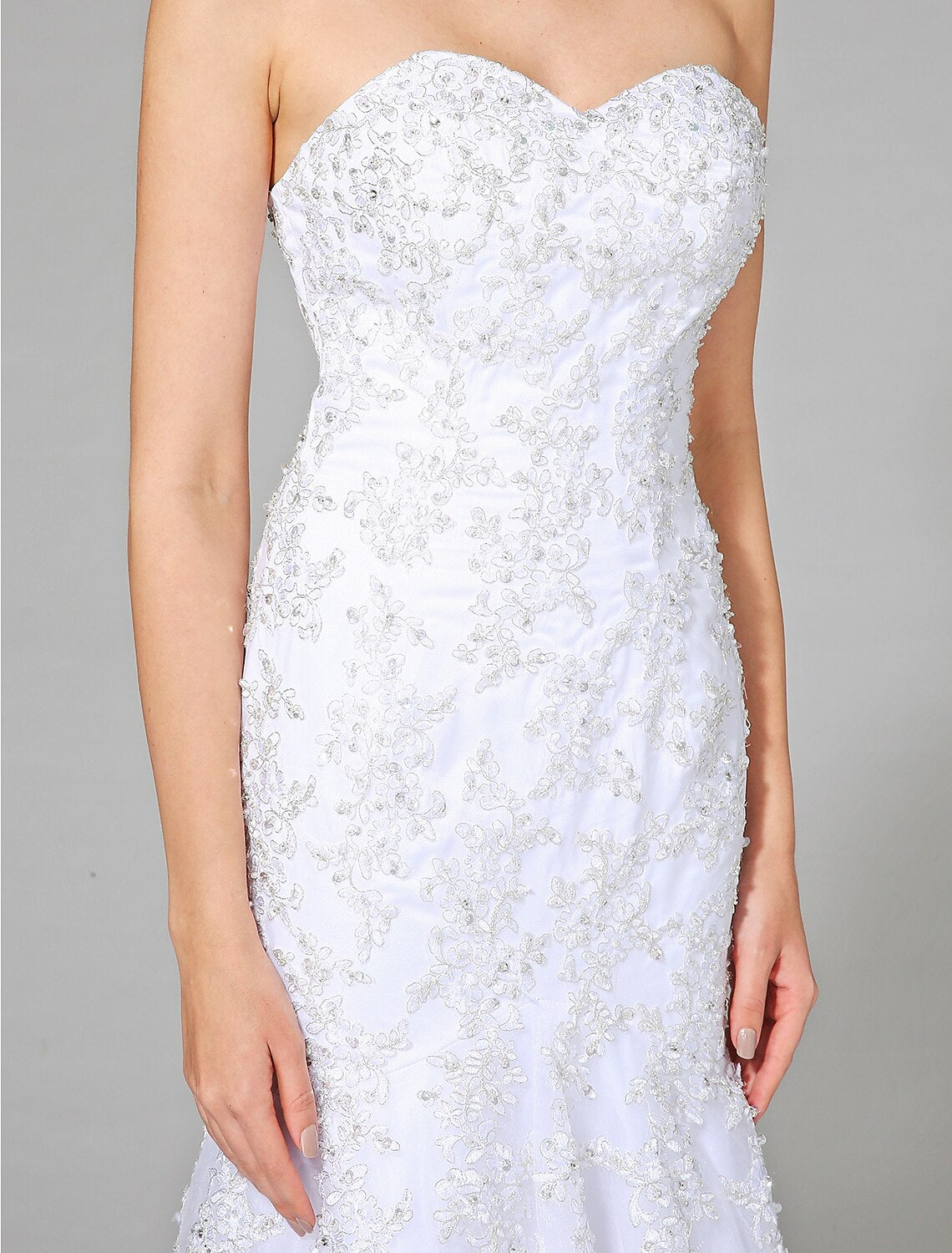 Wedding Dresses Mermaid / Trumpet Sweetheart Sleeveless Sweep / Brush Train Tulle Bridal Gowns With Crystal Beading