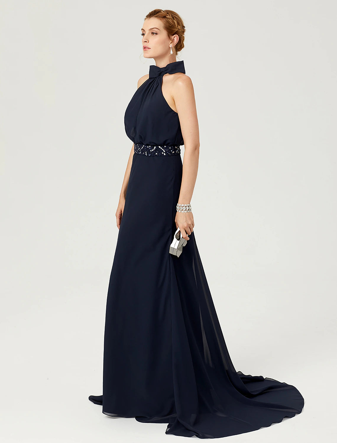 Mermaid / Trumpet Evening Gown Sparkle Dress Wedding Guest Prom Floor Length Sleeveless Jewel Neck Sequined with Sequin