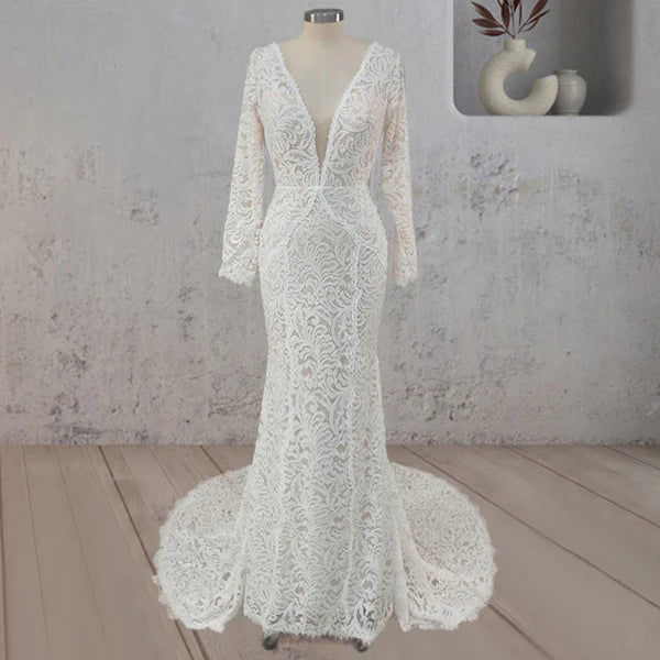 Whisper Lace Embroidery Bridal Gown Wedding Dress