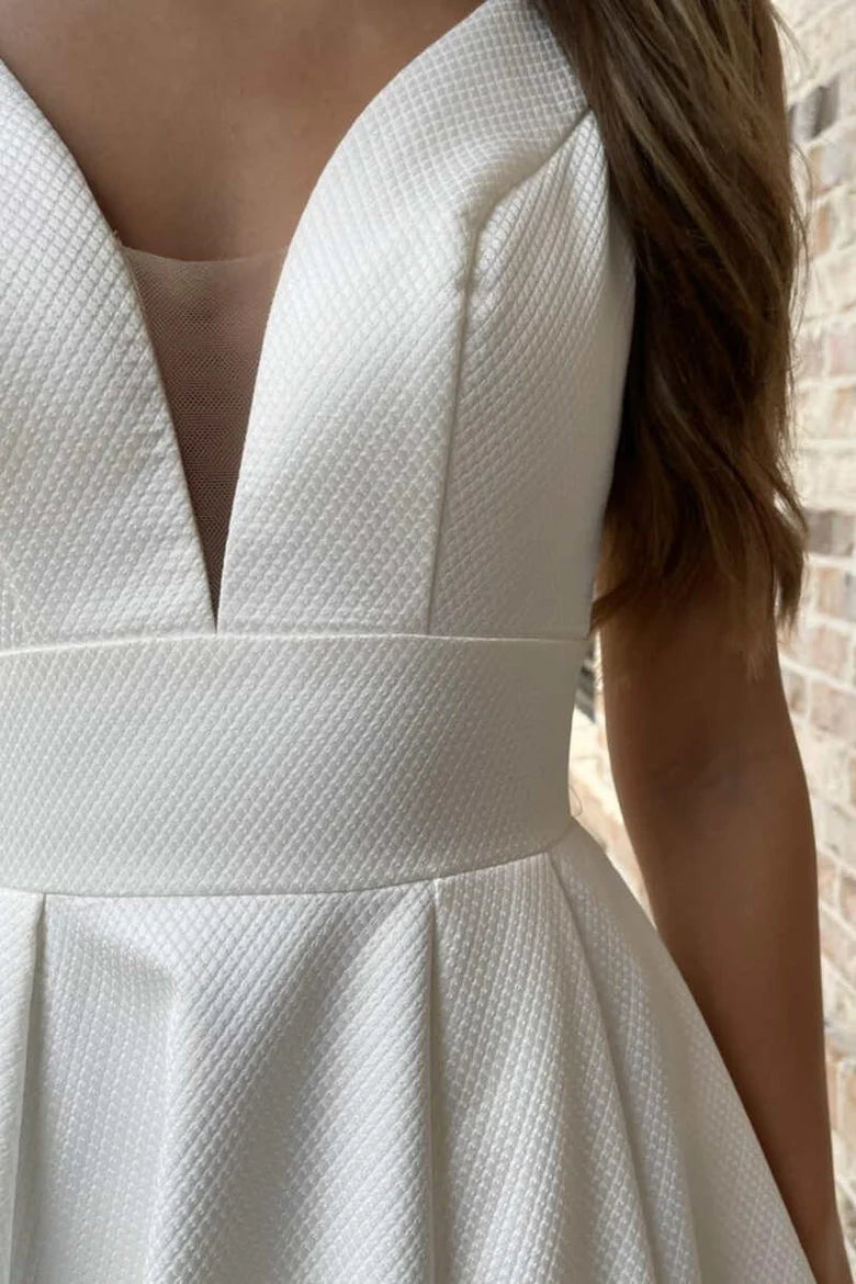 V-Neck Cross-Back A-Line Long Wedding Gown