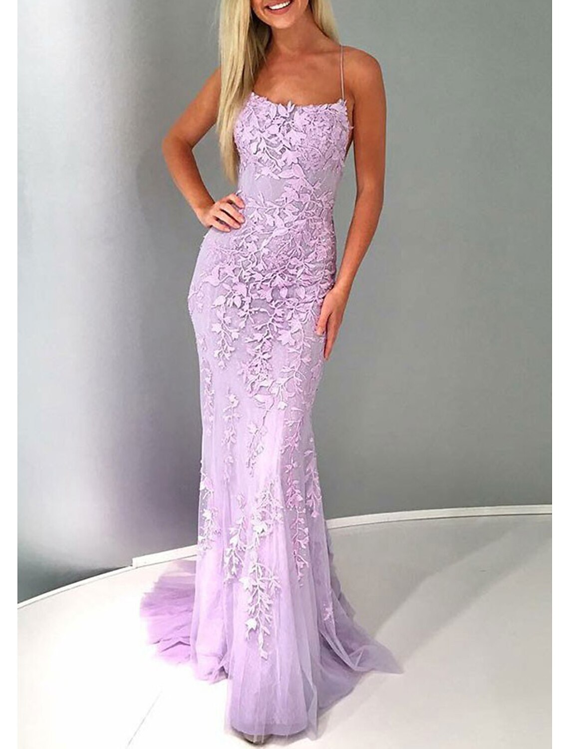 Mermaid / Trumpet Prom Dresses Sexy Dress Formal Court Train Sleeveless Strapless Lace Backless with Appliques