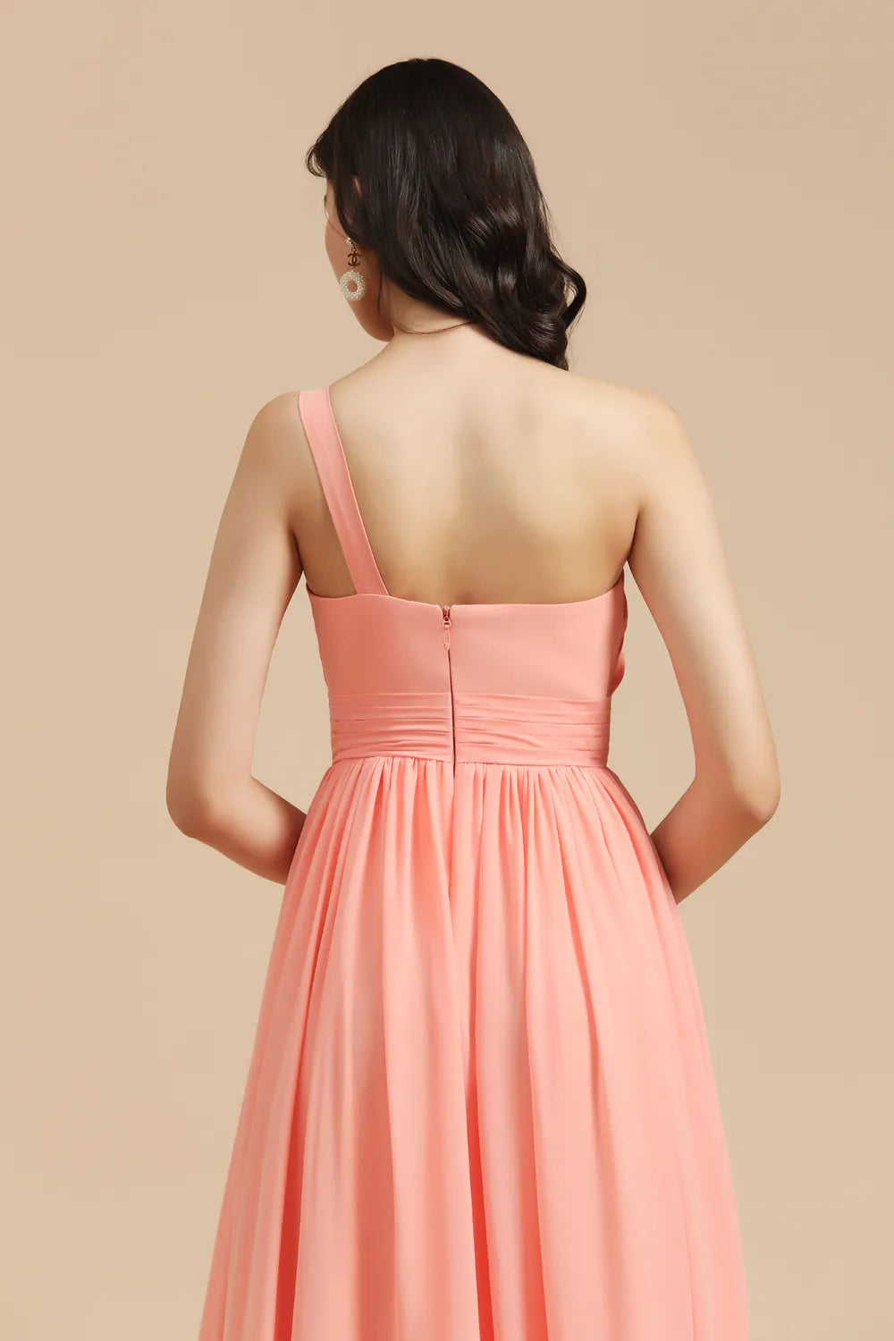 Asymmetrical Sleeveless A-Line Chiffon Bridesmaid Dress
