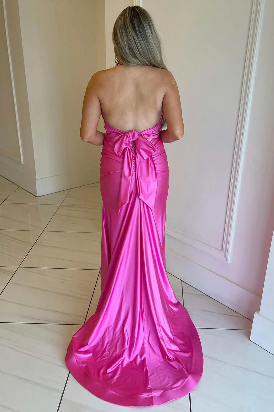 Halter Tie-Back Mermaid Long Prom Dress