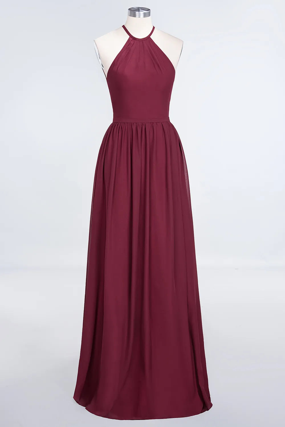 A-Line Halter Sleeveless Floor-Length Bridesmaid Dress with