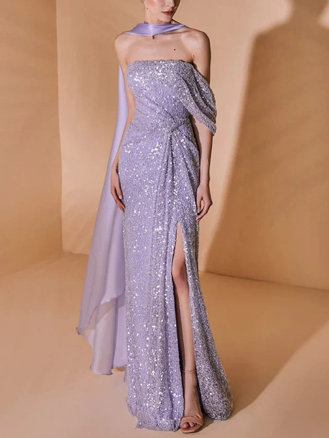 Beautiful Column Strapless Floor-Length Prom Dresses