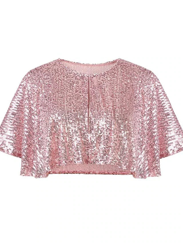 DingjiTwo Piece Mermaid / Trumpet Party Dresses Sparkle & Shine Dress Prom Floor Length Sleeveless V Neck Capes Tulle V Back with Sequin Shawl