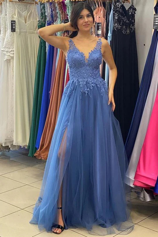 Tulle Lace Appliqués A-Line Prom Gown