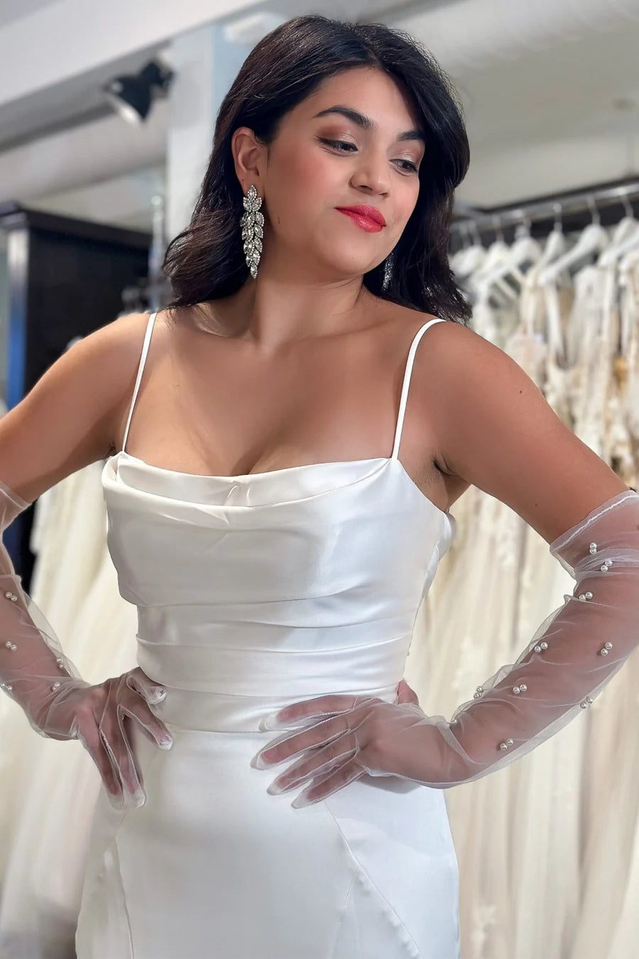 Cowl Neck Open Back Mermaid Long Wedding Dress